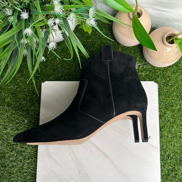 Veronica Beard Lexi Ankle Boots Western Heeled Bootie Black Suede US size 7.5 - Picture 14 of 16